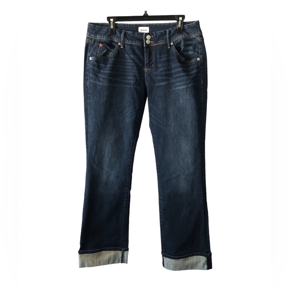 Women's Hudson Beth Baby Boot Cut Mid-Rise Medium Wash Indigo Jeans. Size 30.